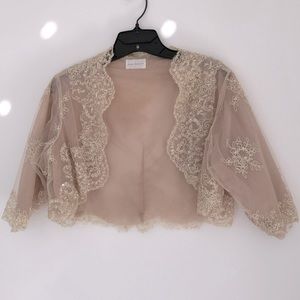 Bridal Couture Kate Bennett Beaded Lace Jacket Shrug Detroit Designer